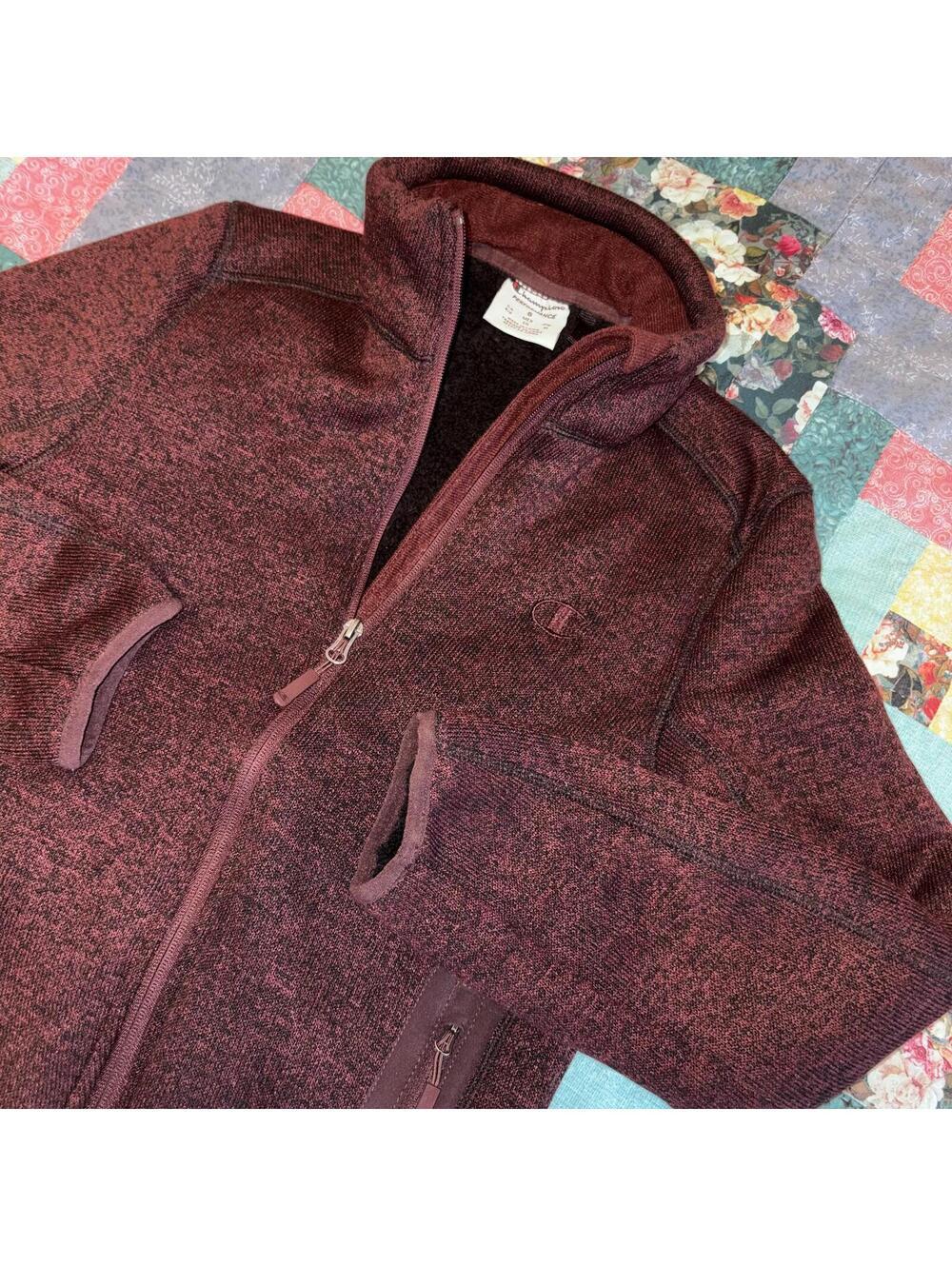 Champion Performance Womans Small Maroon Full-Zip Fleece Jacket 100% Polyester
